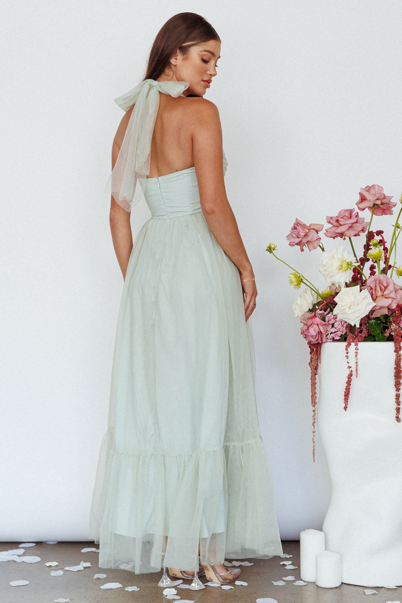 Alegria Tulle Maxi Dress Pistachio by Selfie Leslie