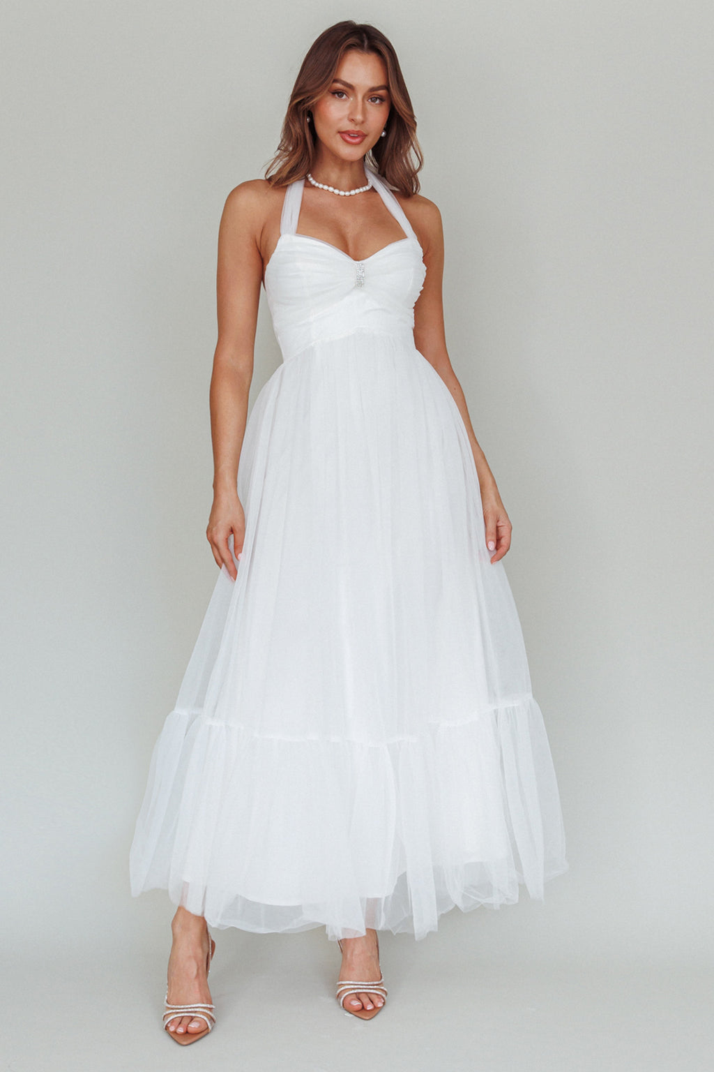 Alegria Tulle Maxi Dress White by Selfie Leslie