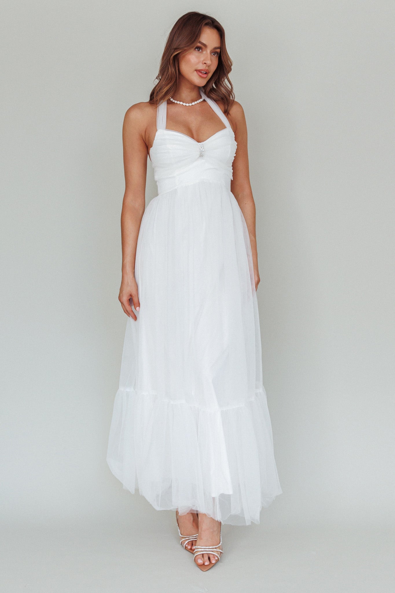 Alegria Tulle Maxi Dress White by Selfie Leslie