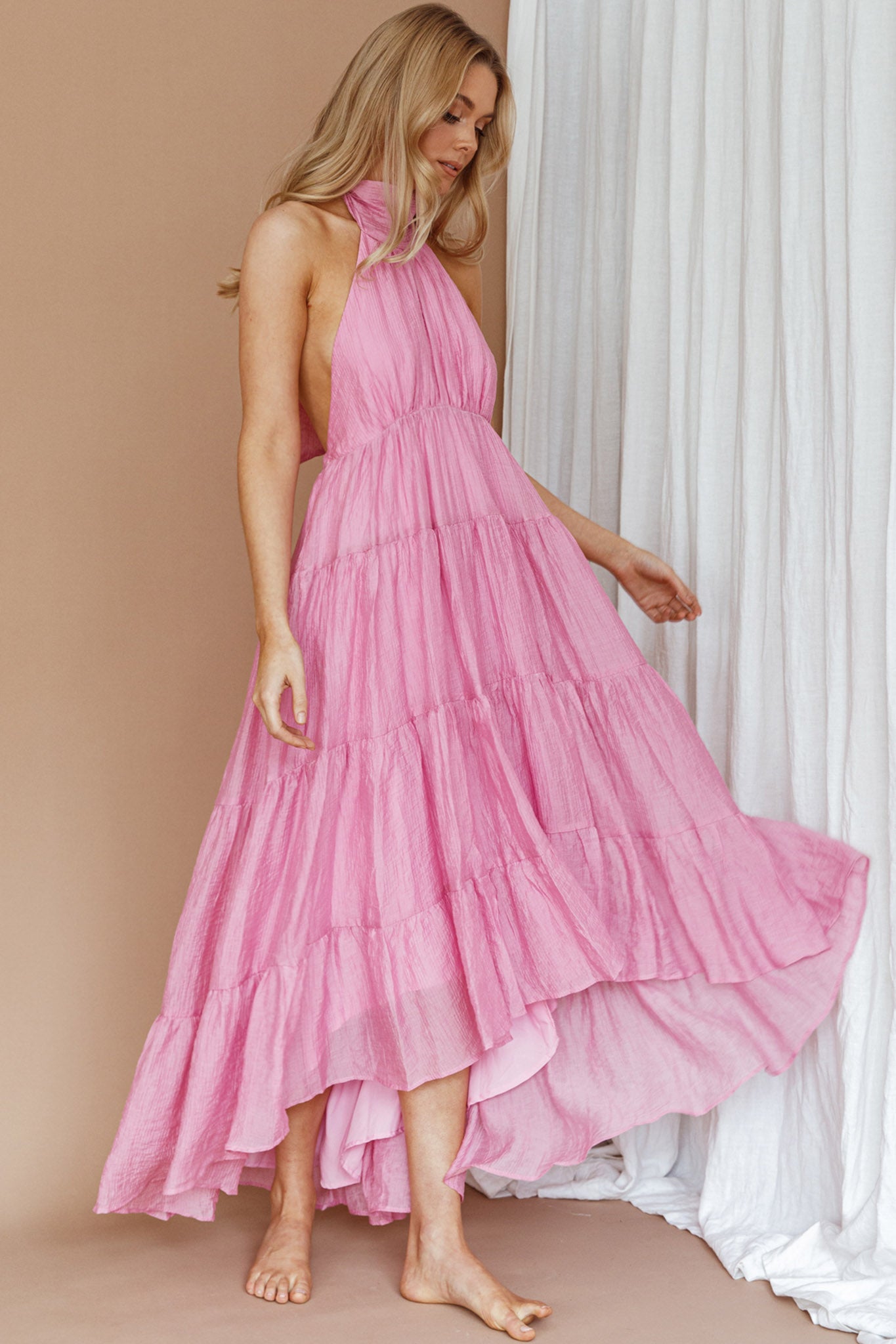 South Haven Halter Midi Dress Pink - XS South Haven Halter Midi Dress Pink - XS