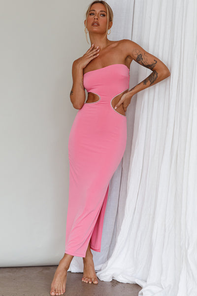 Bridget Cut-Out Midi Dress Barbie Pink L
