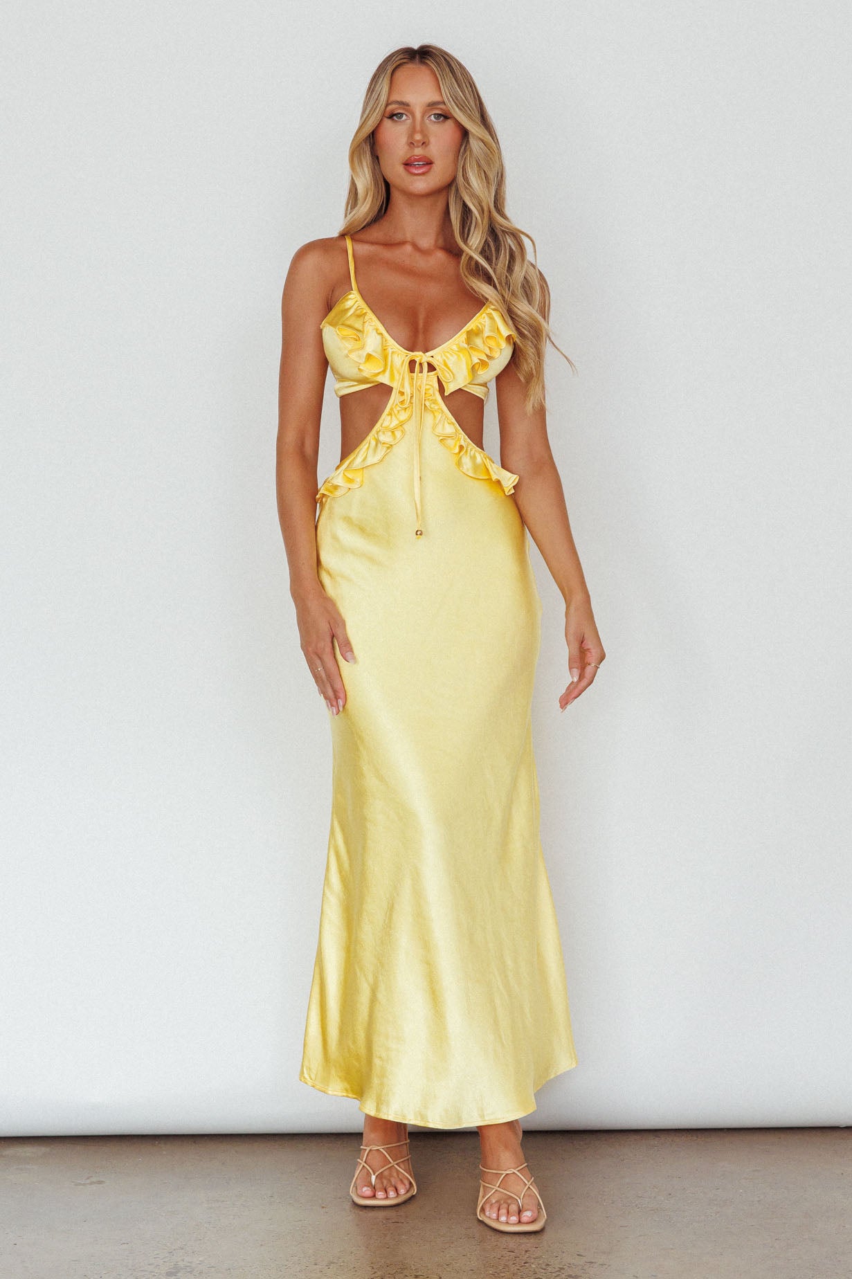 Stole My Heart Frill Trim Maxi Dress Yellow– Selfie Leslie