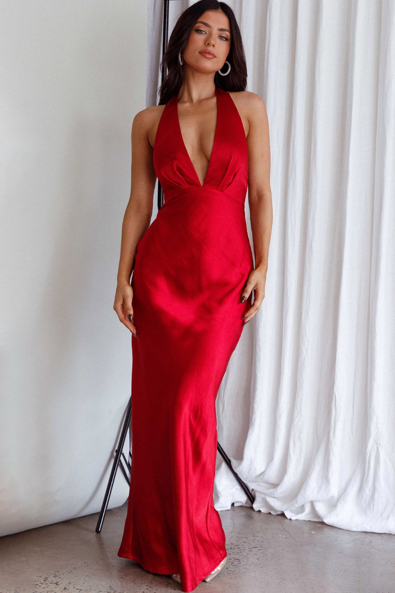Shop the Of Your Dreams Rose Accent Halter Dress Red | Selfie Leslie