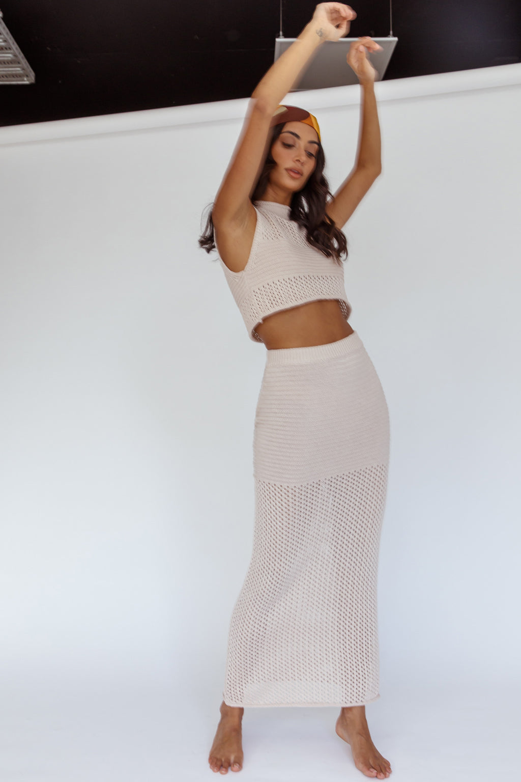 Bayside Crochet Maxi Skirt Oat by Selfie Leslie