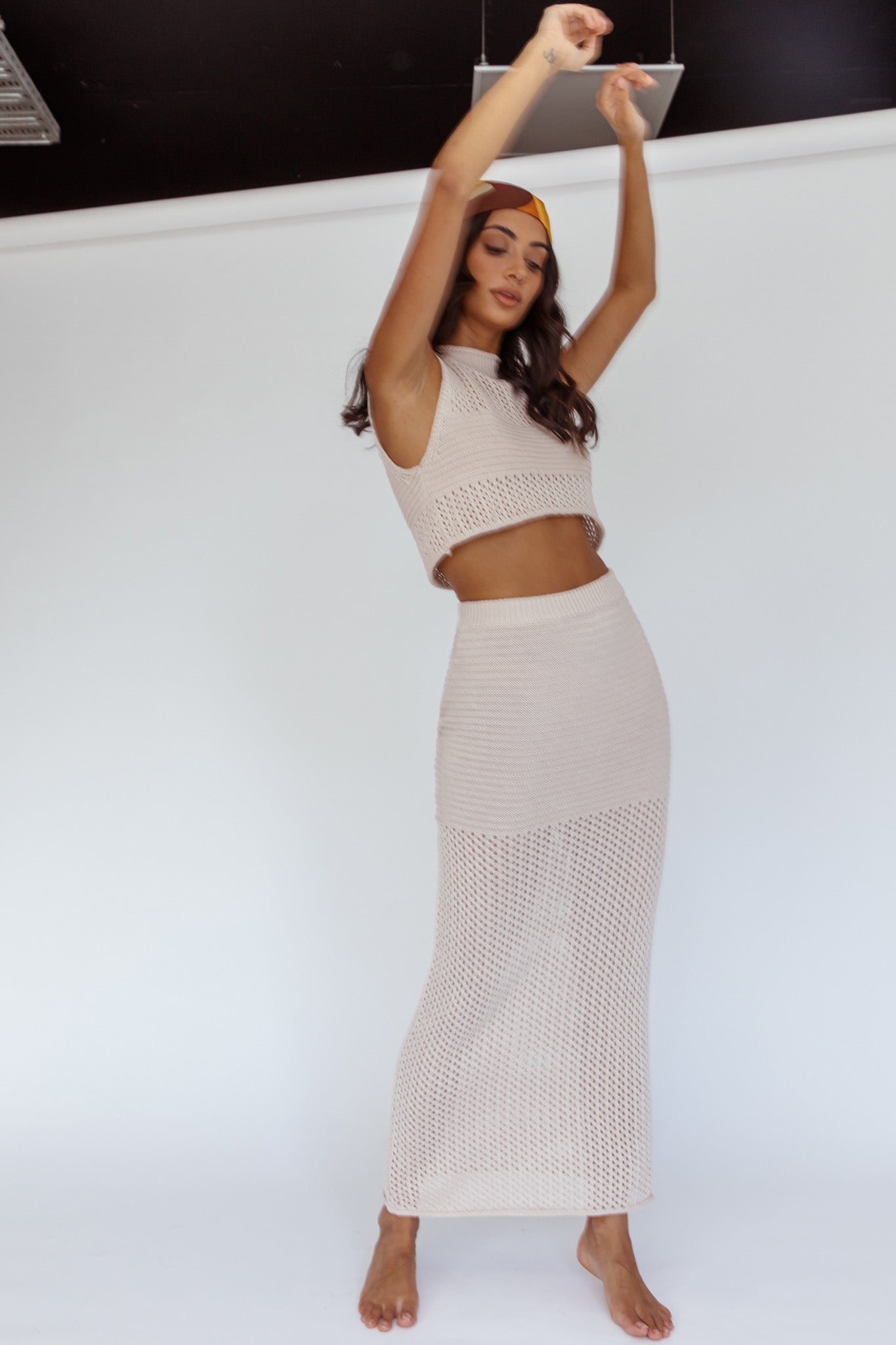 Bayside Crochet Maxi Skirt Oat by Selfie Leslie