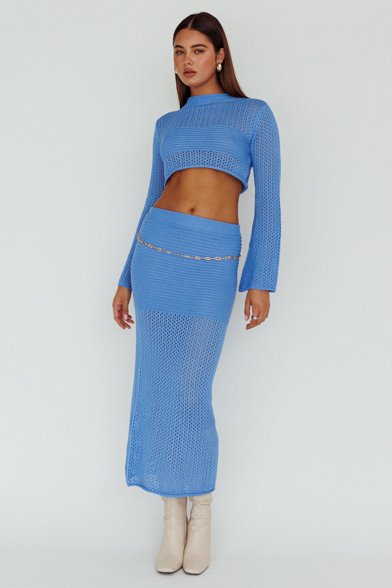 Bayside Crochet Midi Skirt Ocean by Selfie Leslie