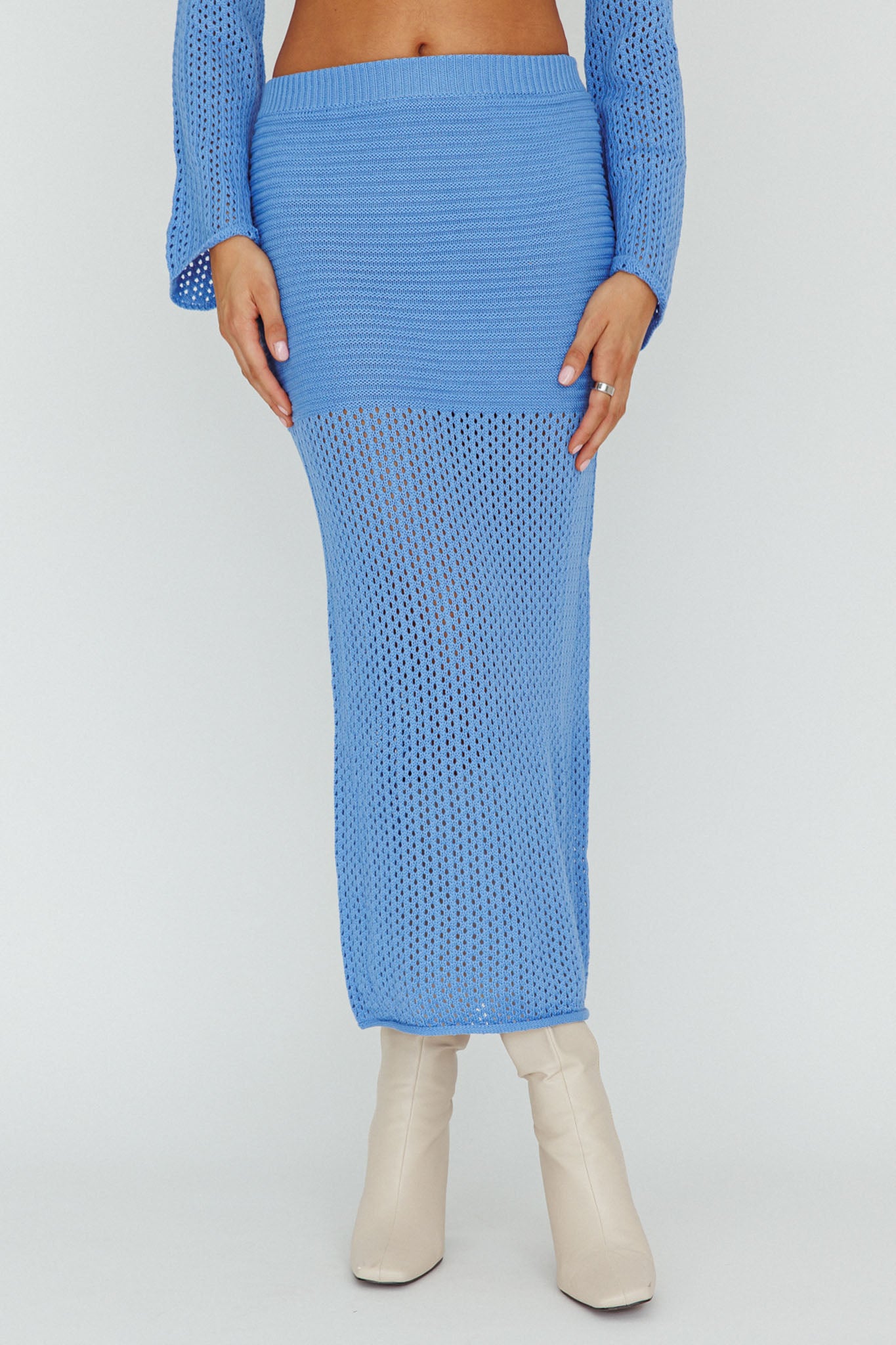 Bayside Crochet Midi Skirt Ocean by Selfie Leslie