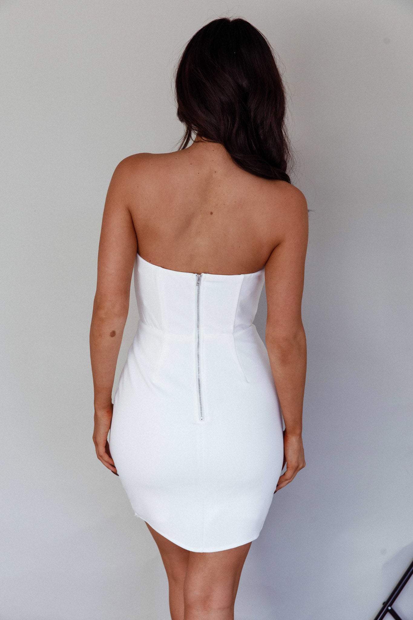 Everlasting Love Asymmetrical Hem Mini Dress White by Selfie Leslie