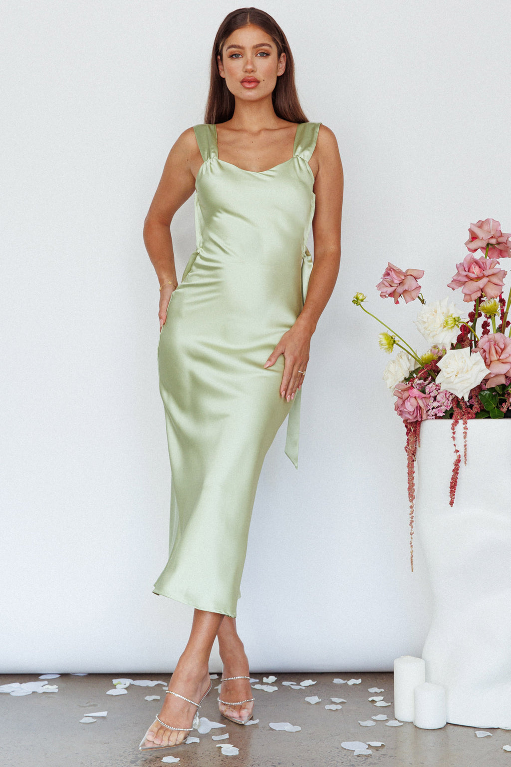 Amielle Open Back Midi Dress Mint by Selfie Leslie