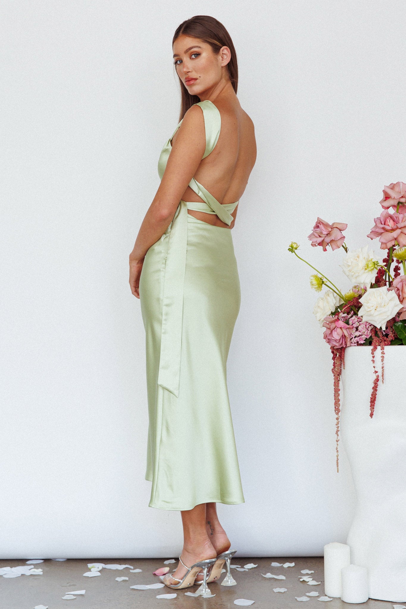 Amielle Open Back Midi Dress Mint by Selfie Leslie
