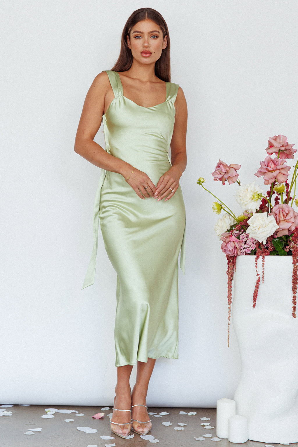 Amielle Open Back Midi Dress Mint by Selfie Leslie
