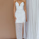 Evaleigh Frill Trim Lace Midi Dress White