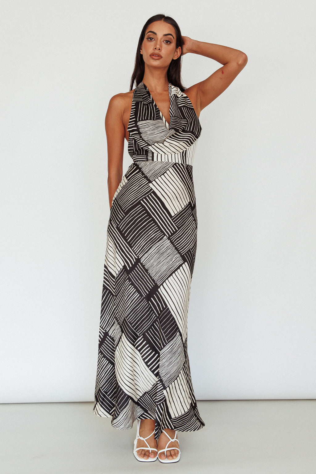 Kailie Halterneck Midid Dress Crosshatch Black by Selfie Leslie