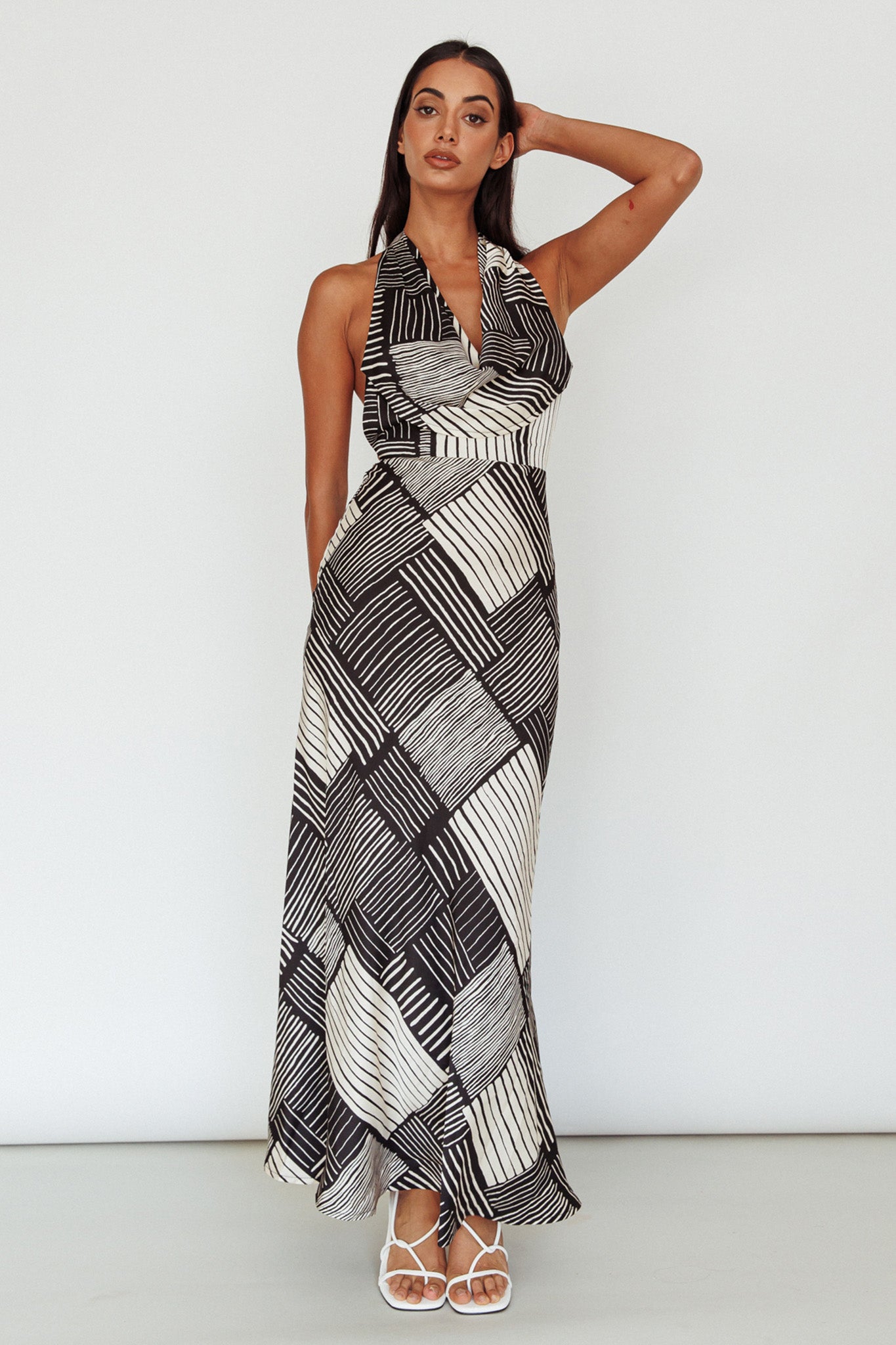 Kailie Halterneck Midid Dress Crosshatch Black by Selfie Leslie