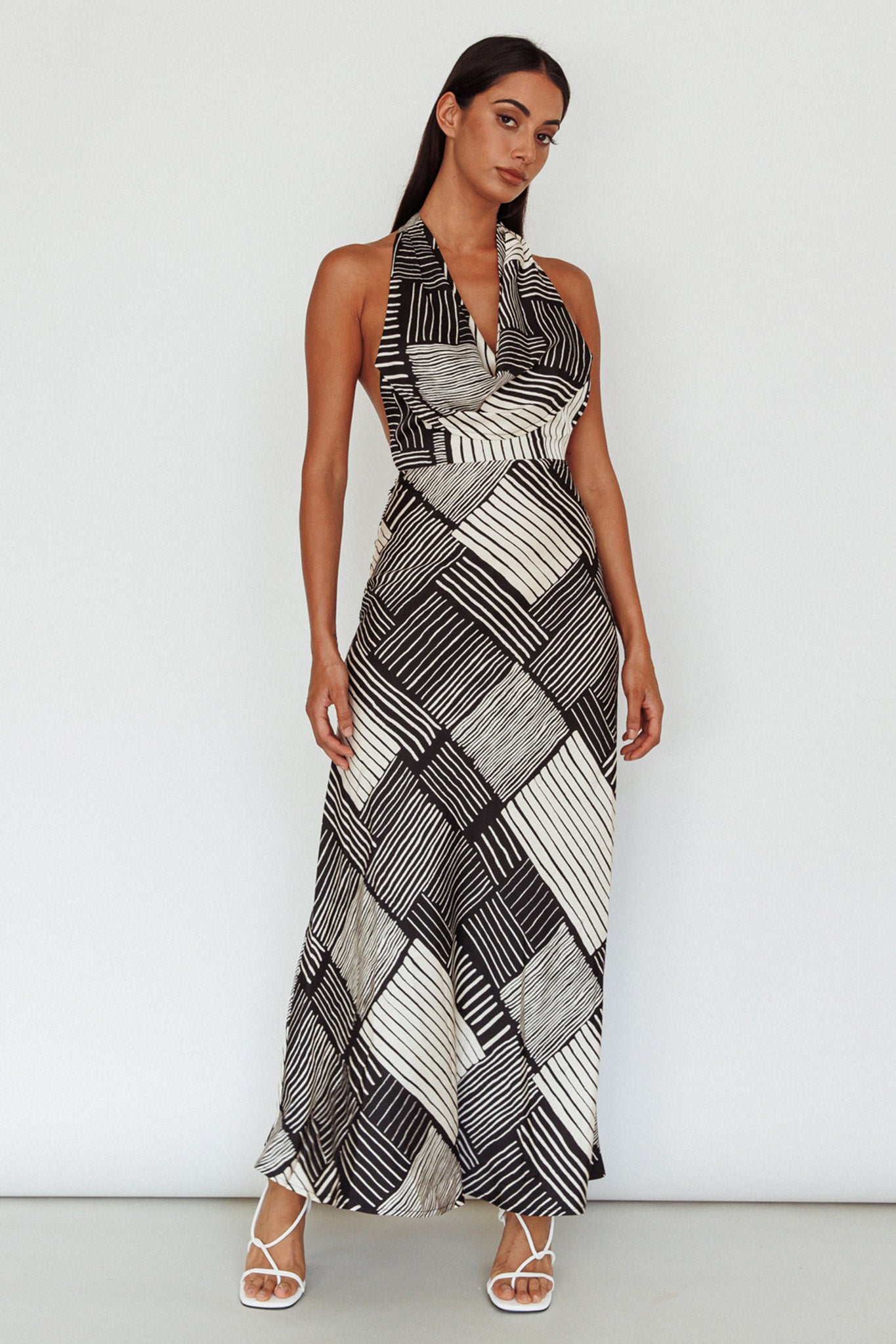 Kailie Halterneck Midid Dress Crosshatch Black by Selfie Leslie