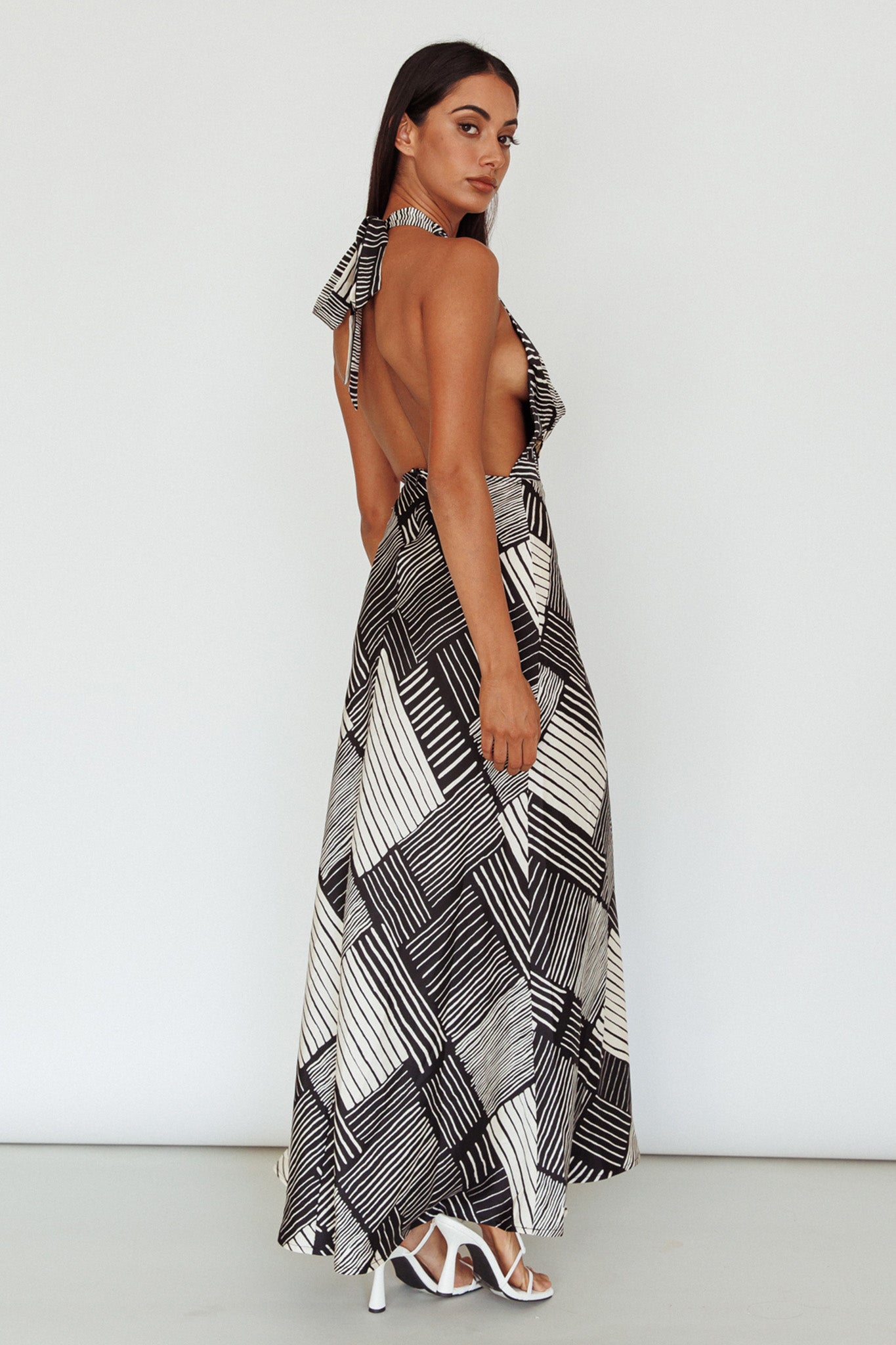 Kailie Halterneck Midid Dress Crosshatch Black by Selfie Leslie