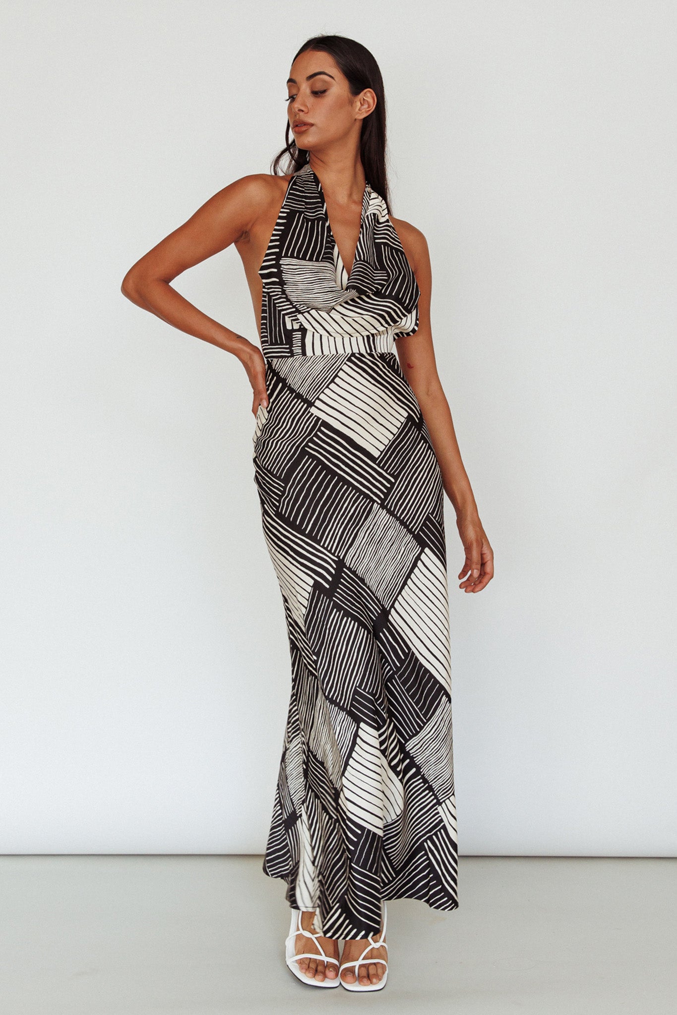 Kailie Halterneck Midid Dress Crosshatch Black by Selfie Leslie