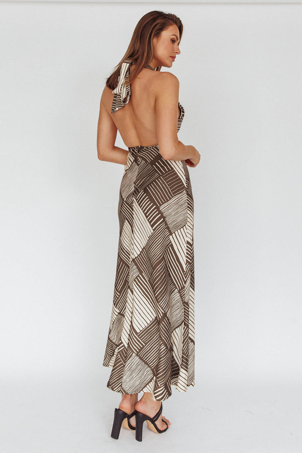 Kailie  Halterneck Midid Dress Crosshatch Olive by Selfie Leslie