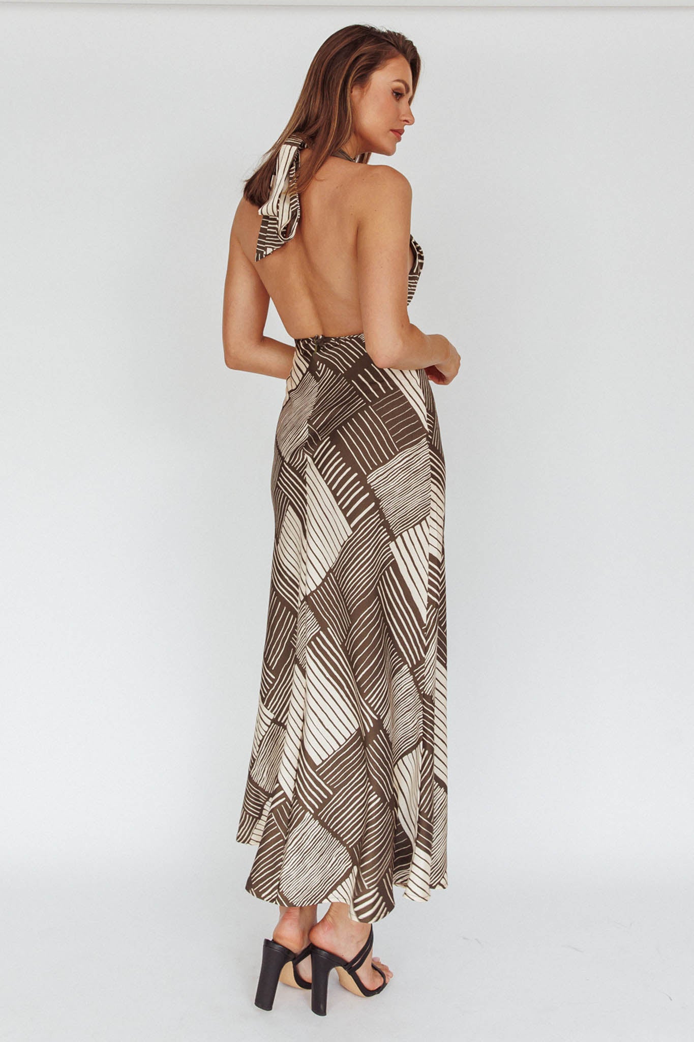 Kailie  Halterneck Midid Dress Crosshatch Olive by Selfie Leslie