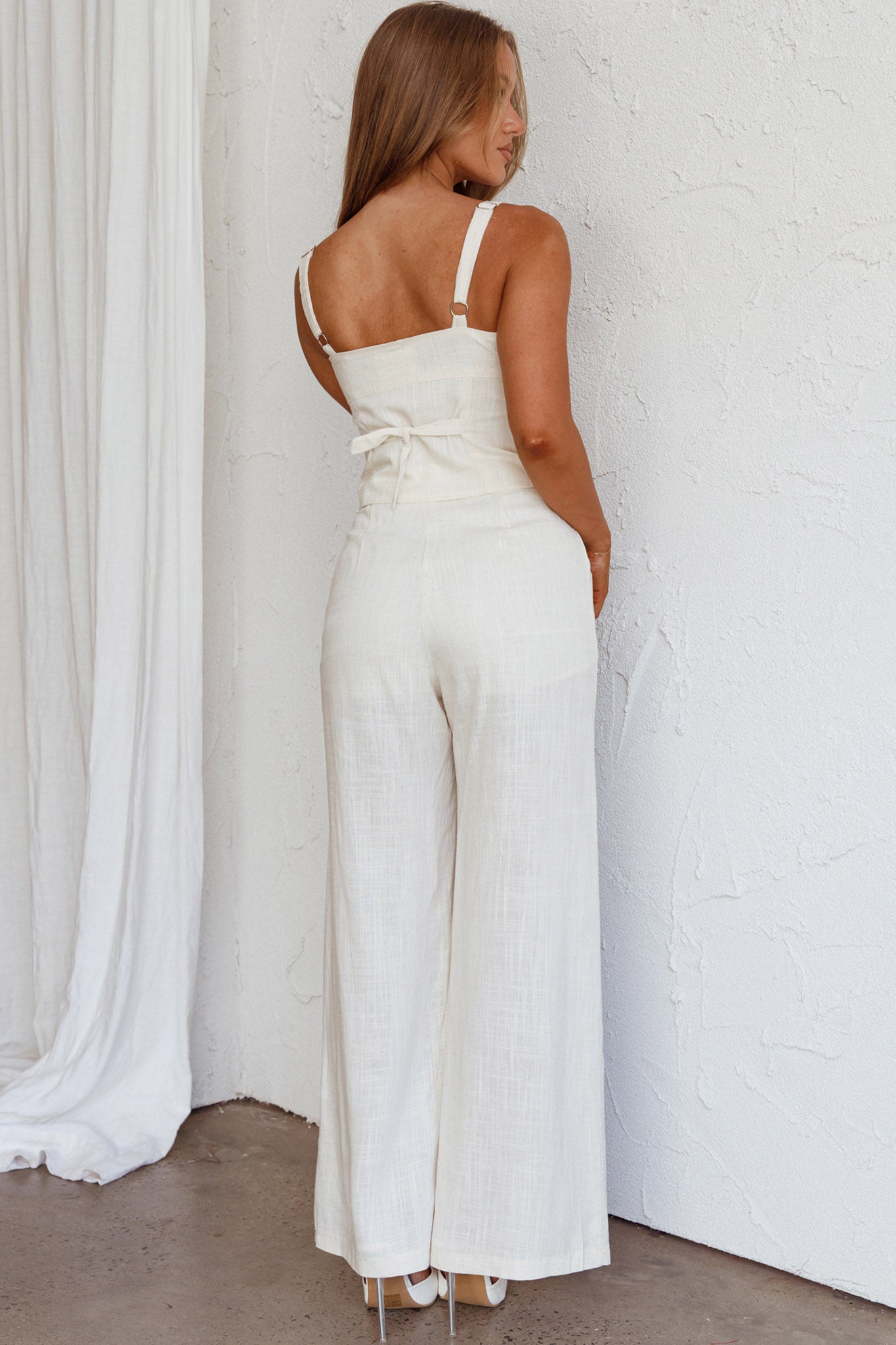 Play It Cool Wide Leg Pants Natural by Selfie Leslie
