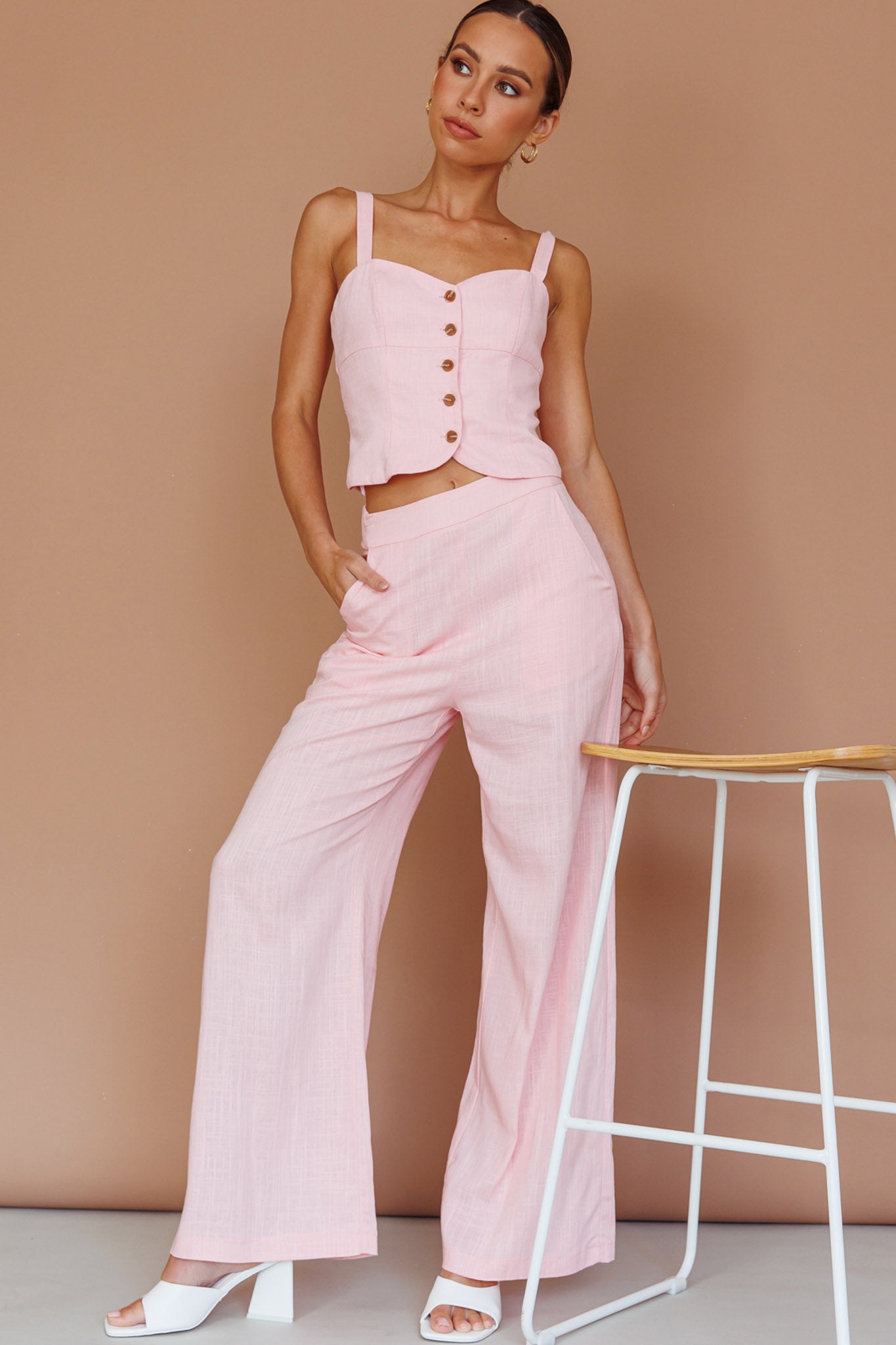 Play It Cool Wide Leg Pants Pink by Selfie Leslie
