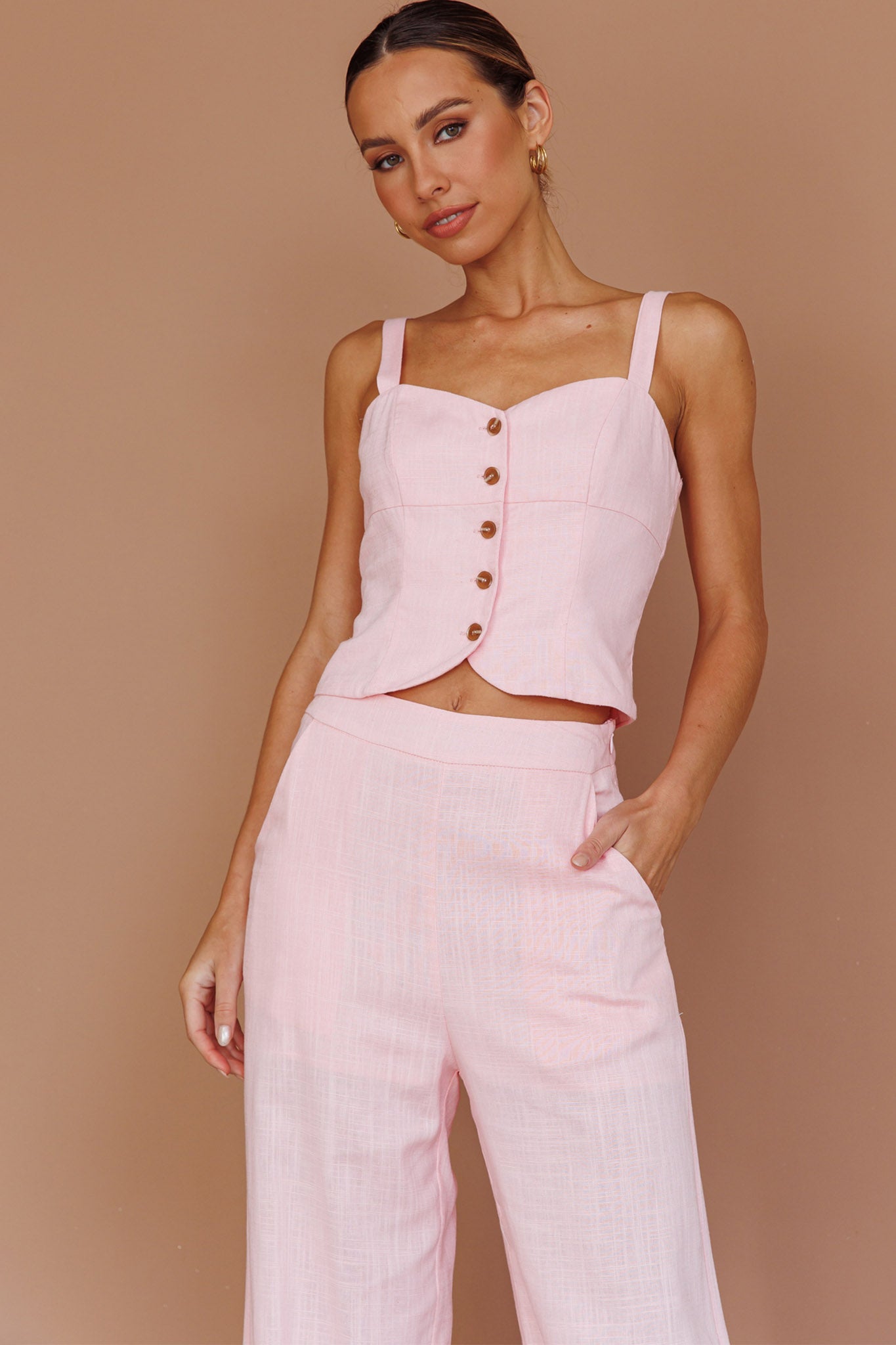 Play It Cool Wide Leg Pants Pink by Selfie Leslie