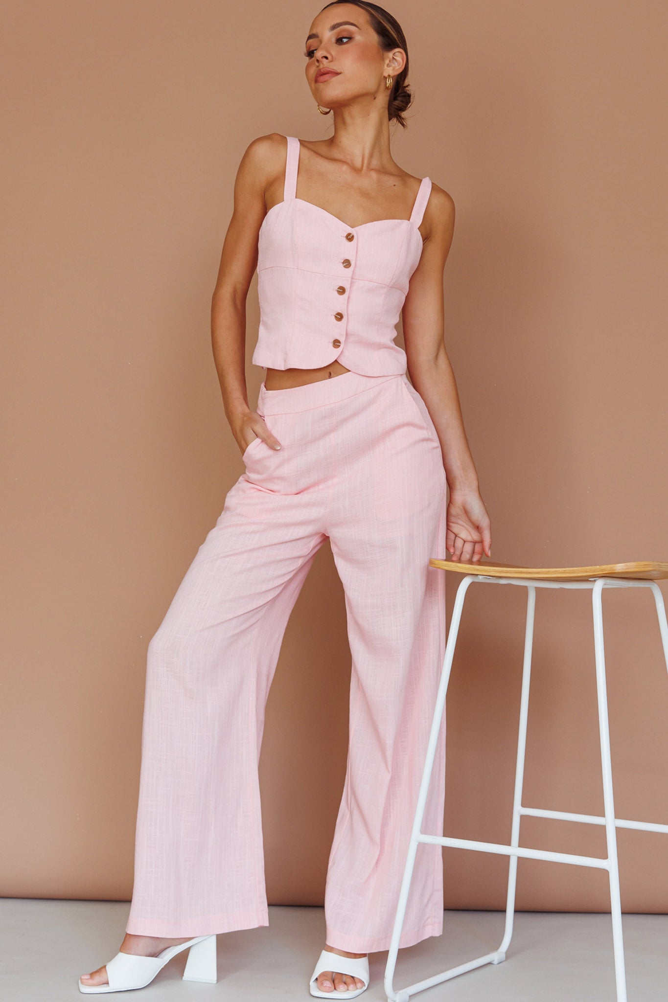 Play It Cool Button Up Top Pink by Selfie Leslie