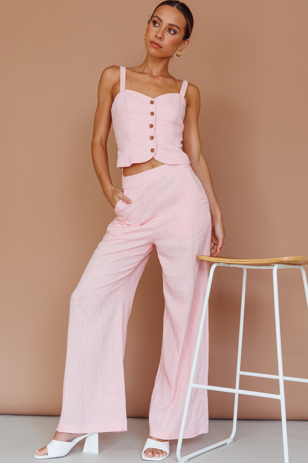 Play It Cool Button Up Top Pink by Selfie Leslie