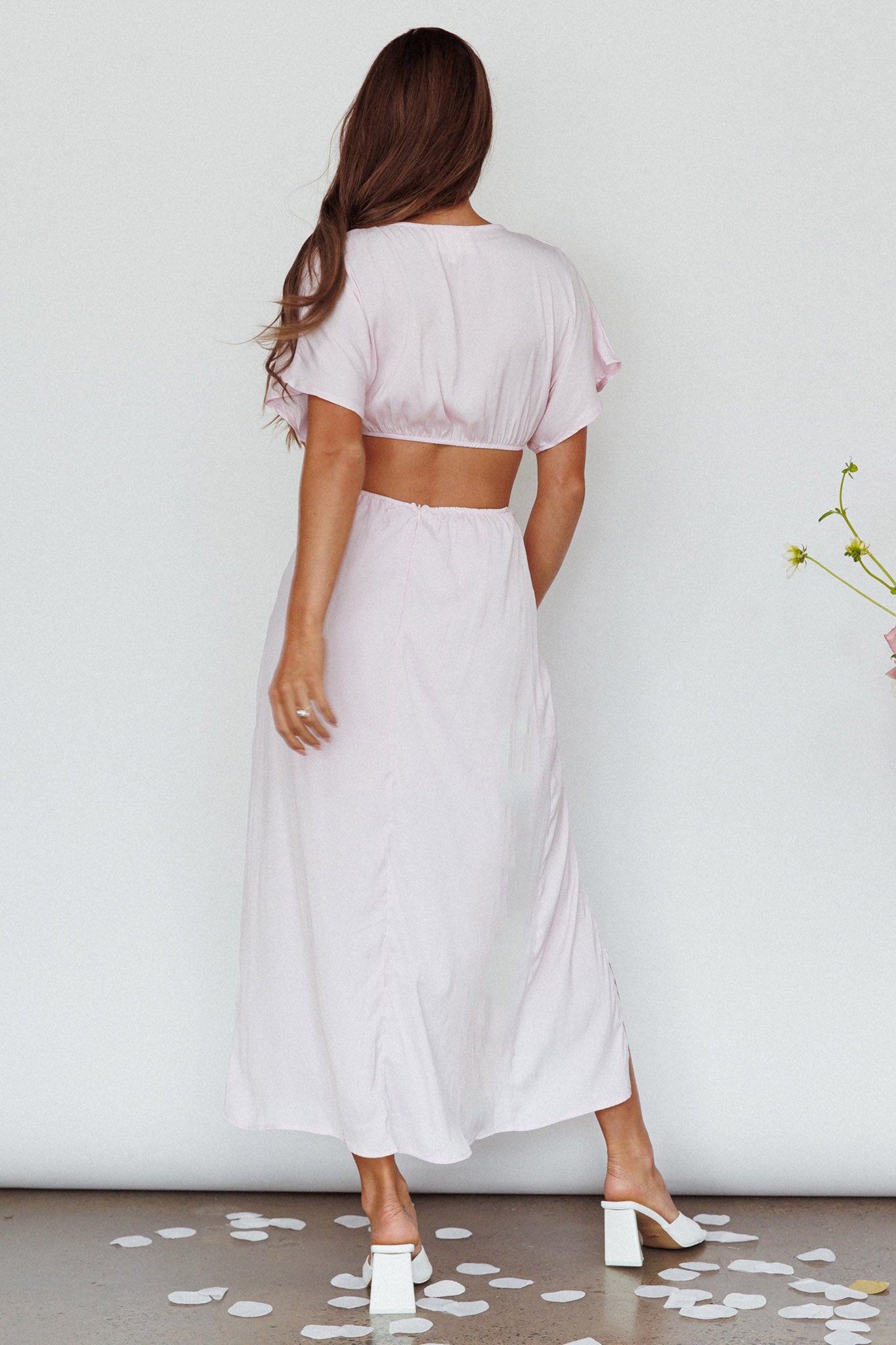 Getaway Cut-Out Waist Midi Dress Pink by Selfie Leslie