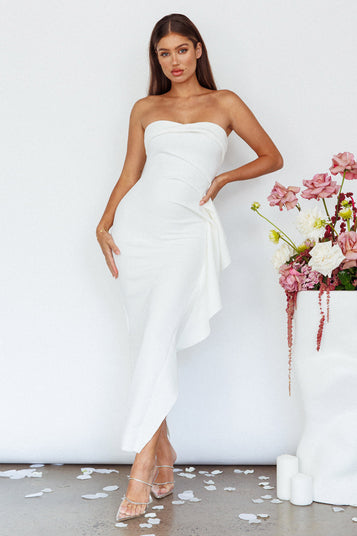 Sasha Cascade Ruffle Rosette Mini Dress White