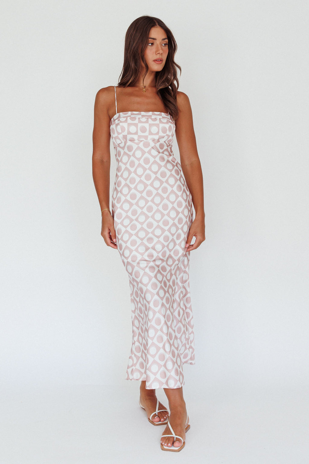 Lane Cove Cami Strap Maxi Dress Print Mocha by Selfie Leslie