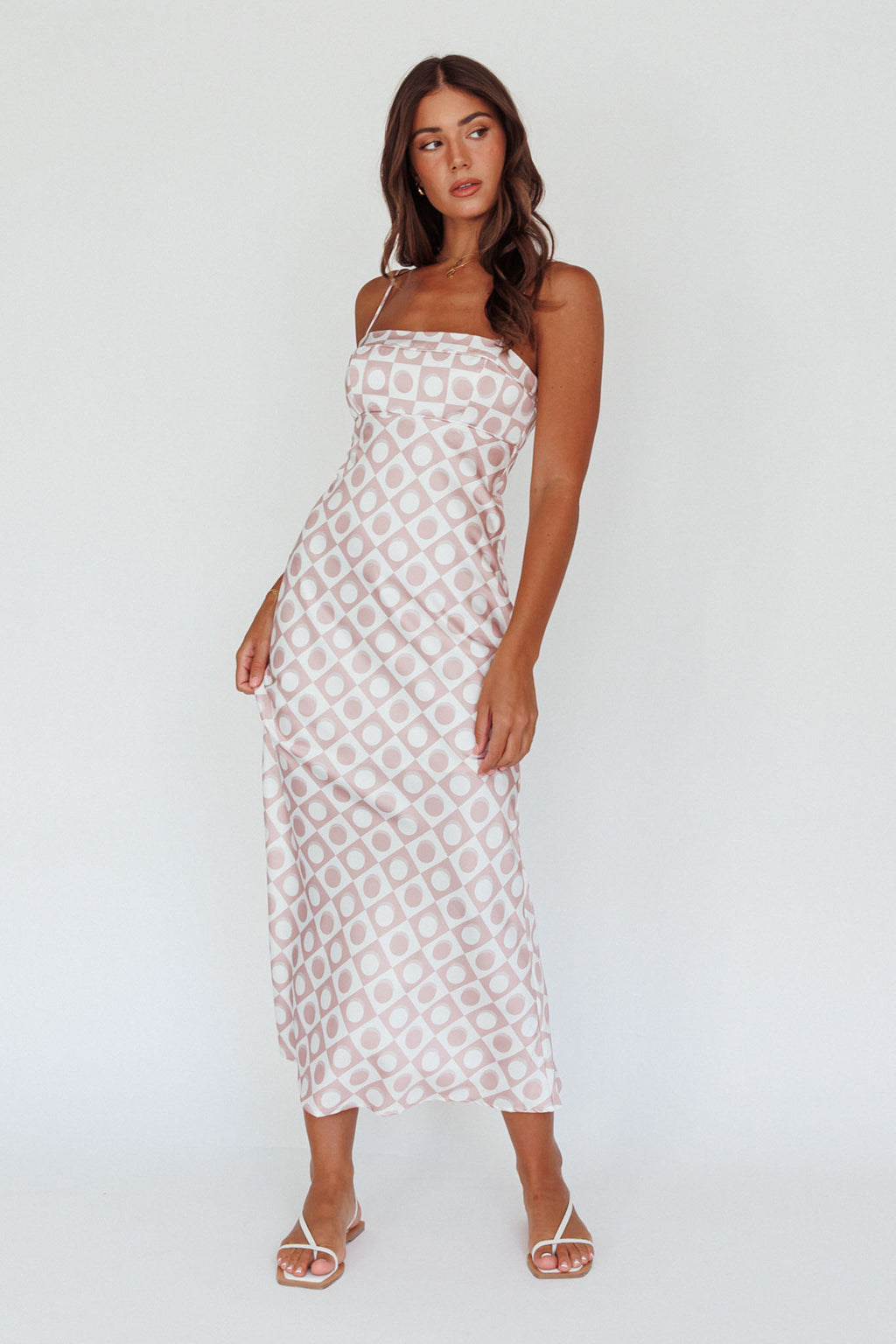 Lane Cove Cami Strap Maxi Dress Print Mocha by Selfie Leslie
