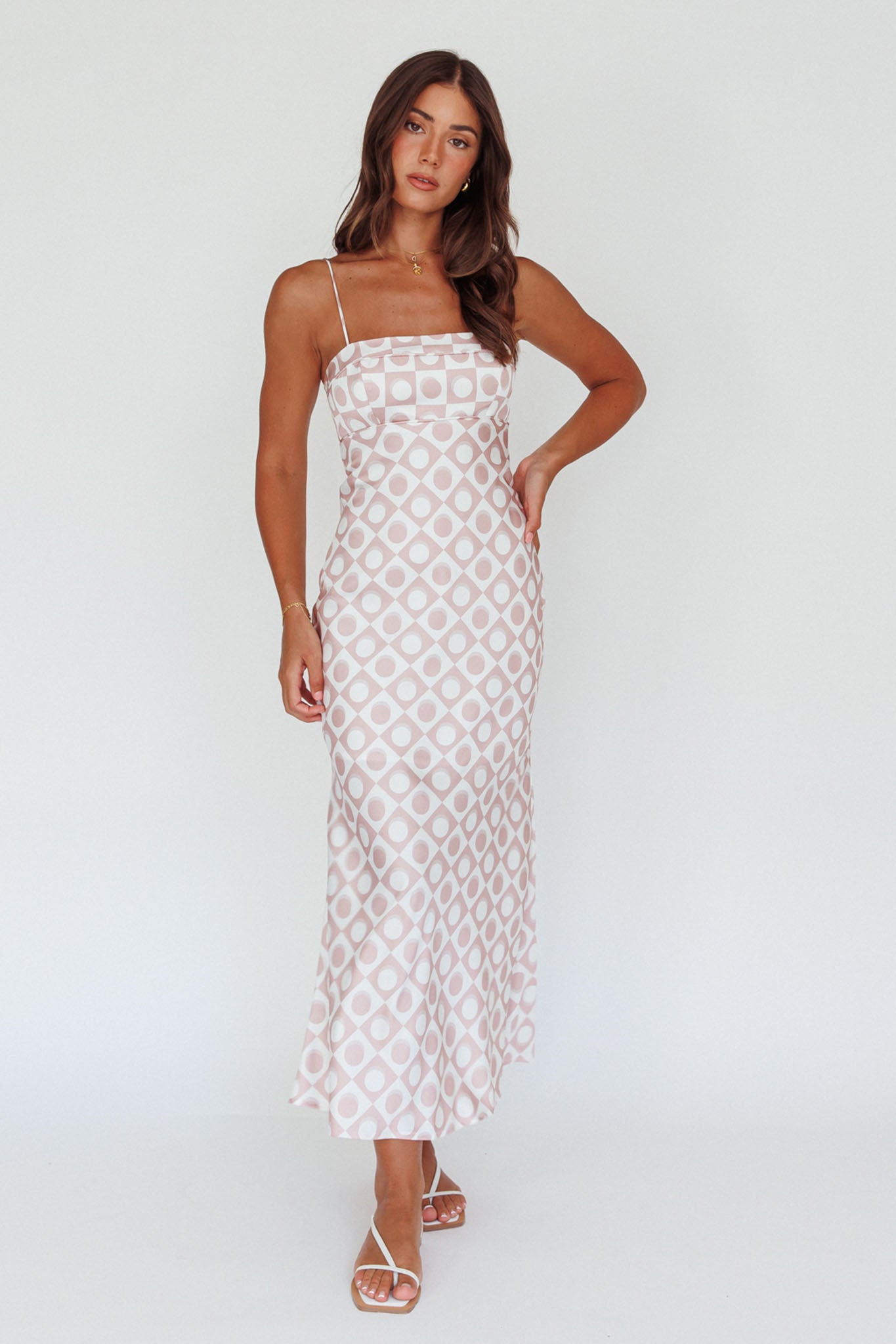 Lane Cove Cami Strap Maxi Dress Print Mocha by Selfie Leslie