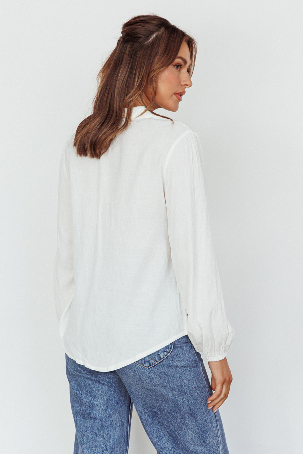 Villa Oasis Long Sleeve Button Shirt White by Selfie Leslie