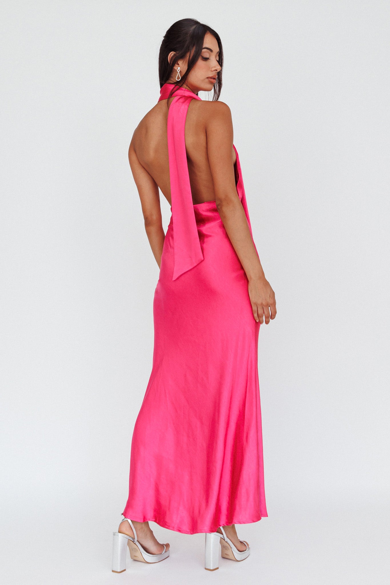Italia Azure Halterneck Maxi Dress Hot Pink by Selfie Leslie