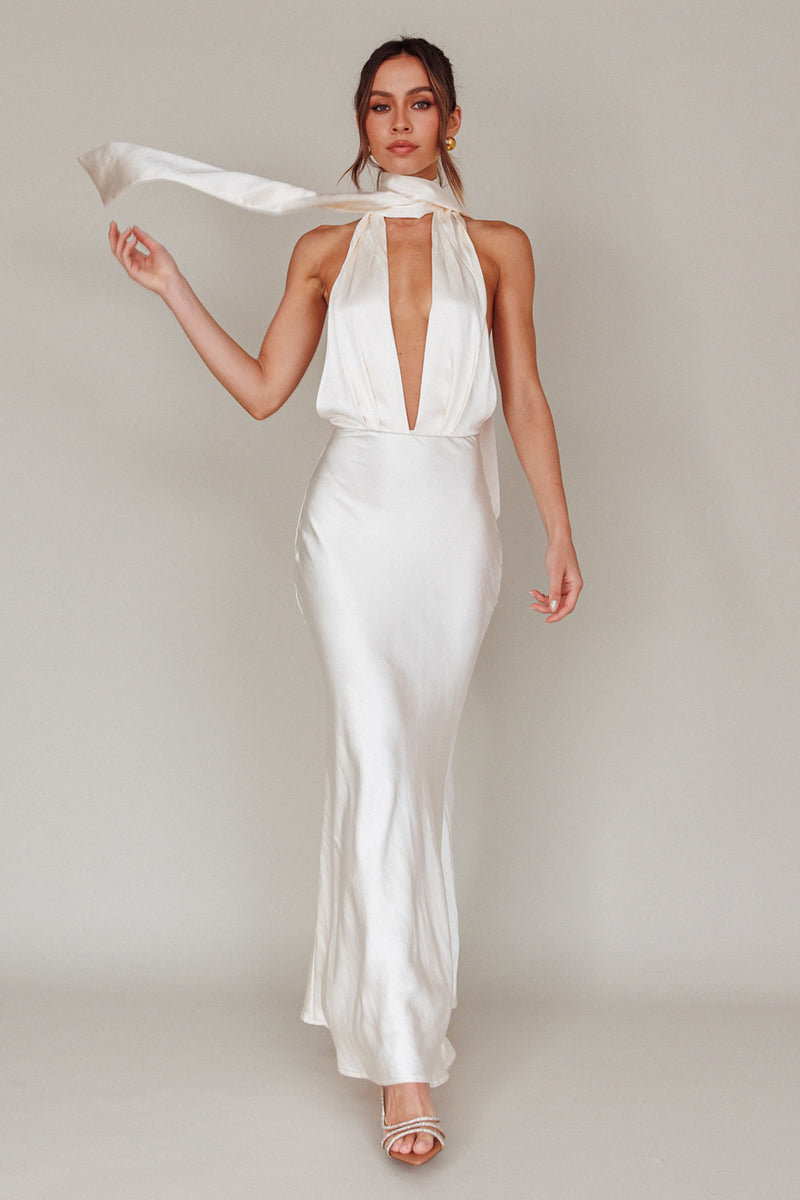 Azure Sun Halterneck Drop Waist Maxi Dress Yellow