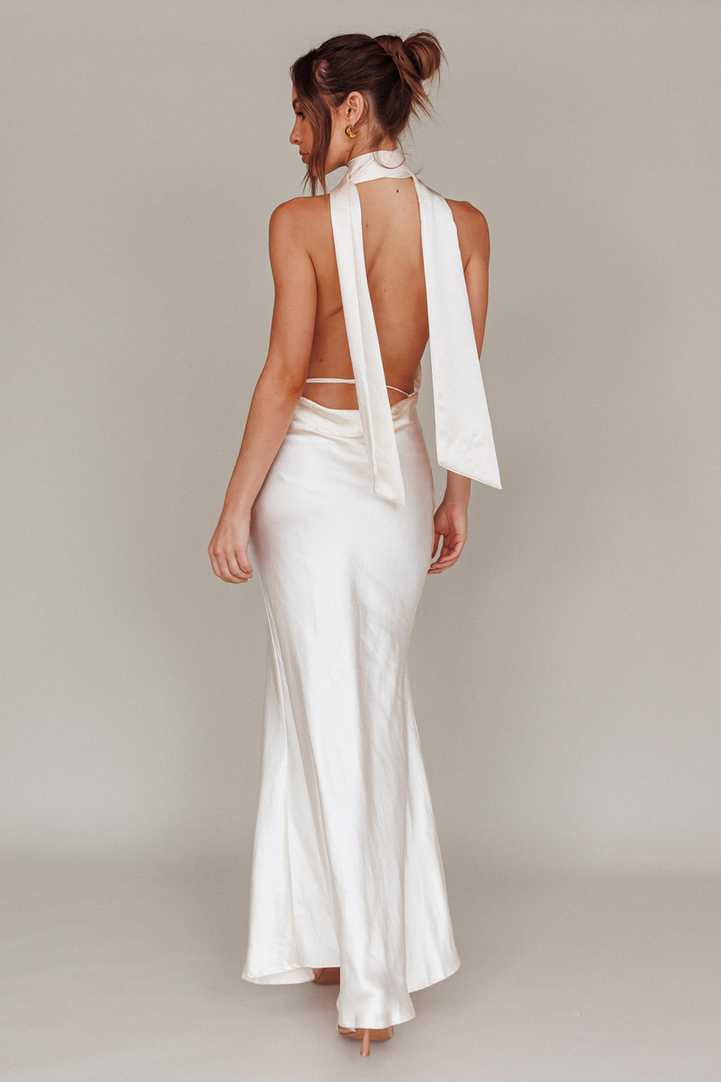 Italia Azure Halterneck Maxi Dress Oyster by Selfie Leslie