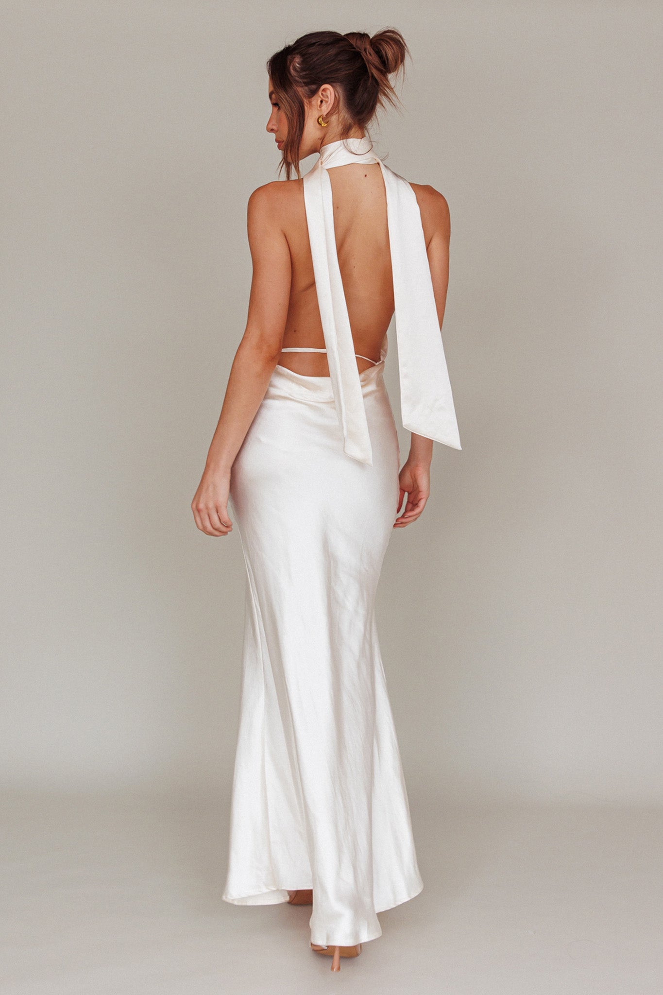 Italia Azure Halterneck Maxi Dress Oyster by Selfie Leslie