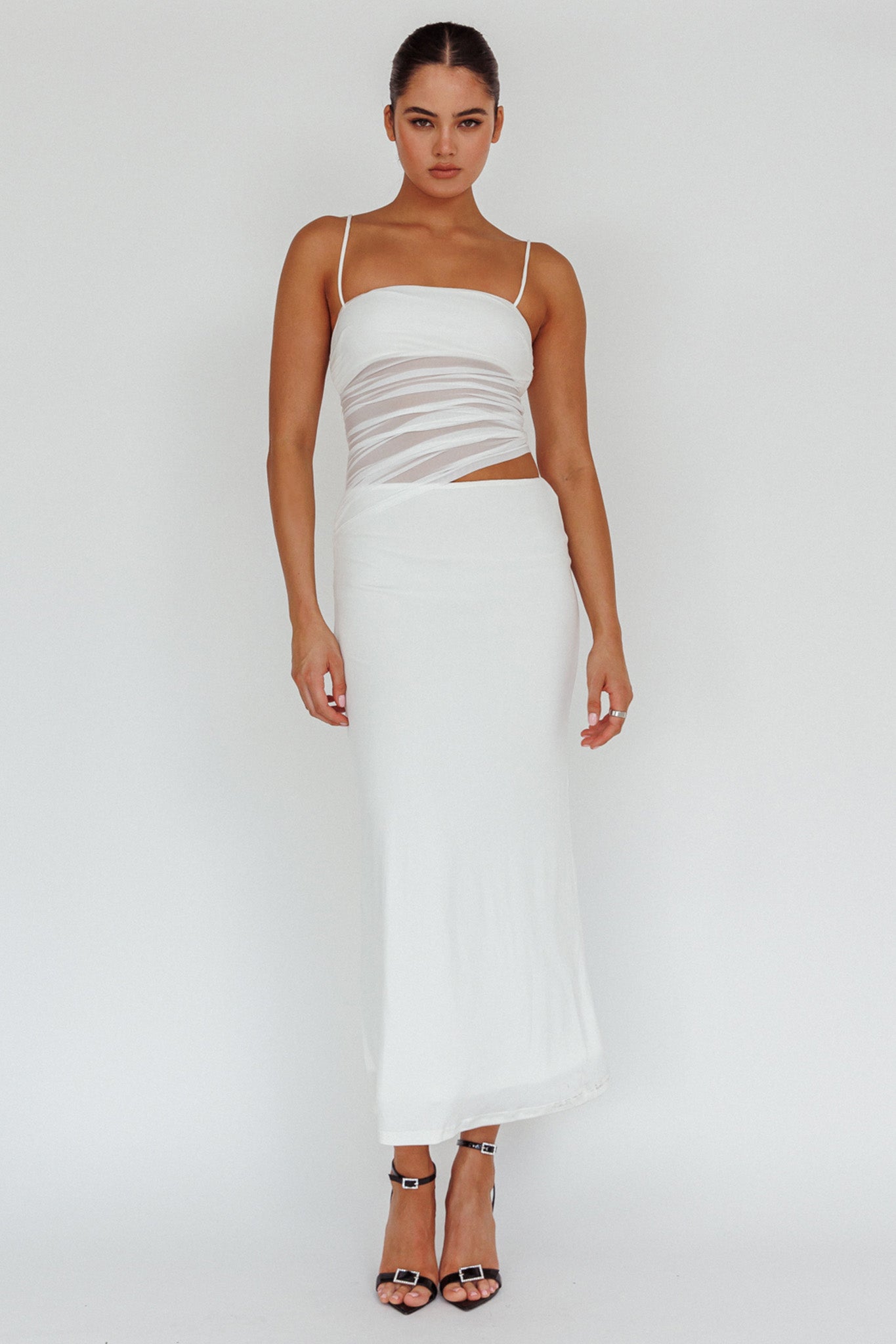 Lorely Ruched Bodice Maxi Dress Olive main image 1
