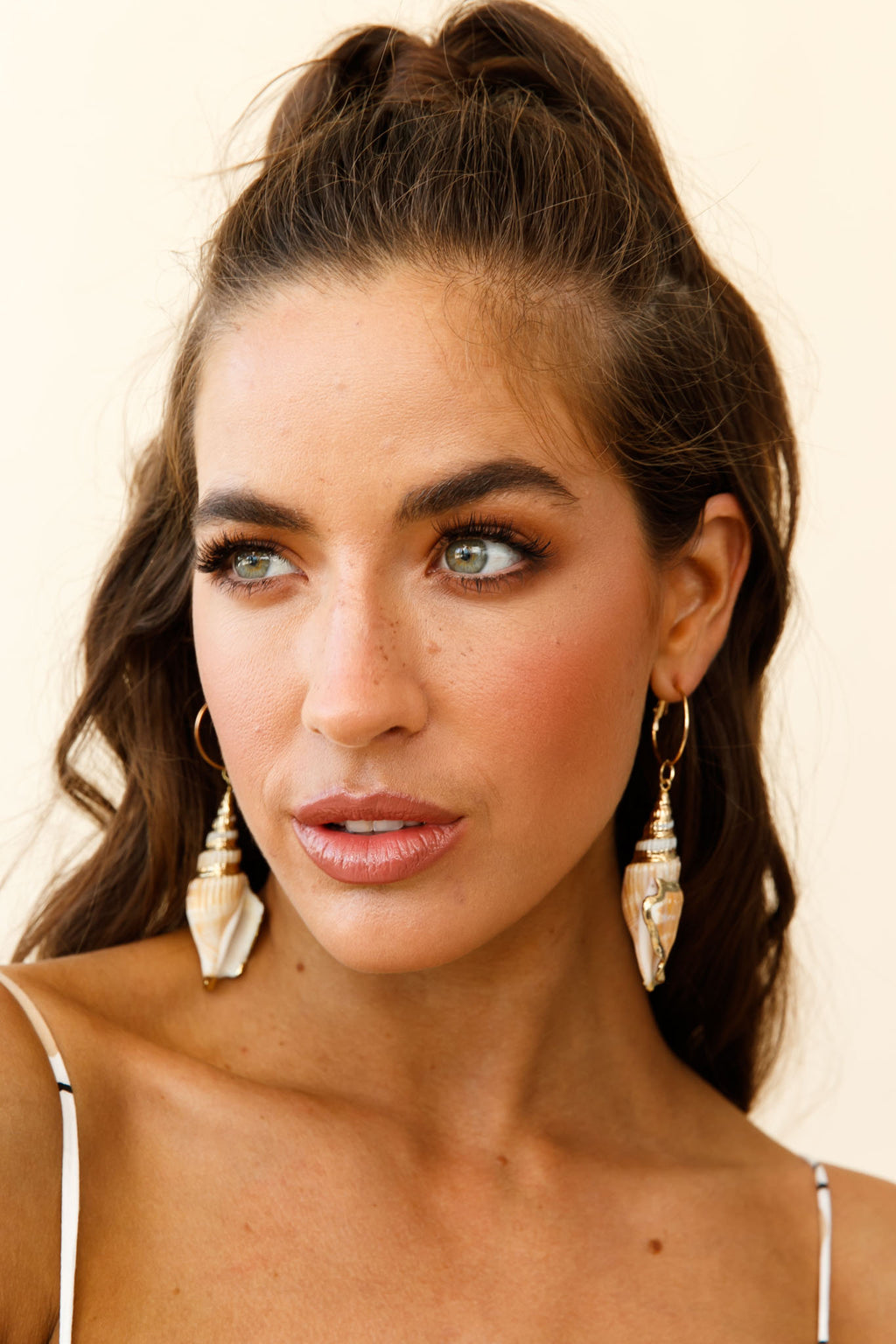 Maui Gold Accent Shell Earrings by Selfie Leslie