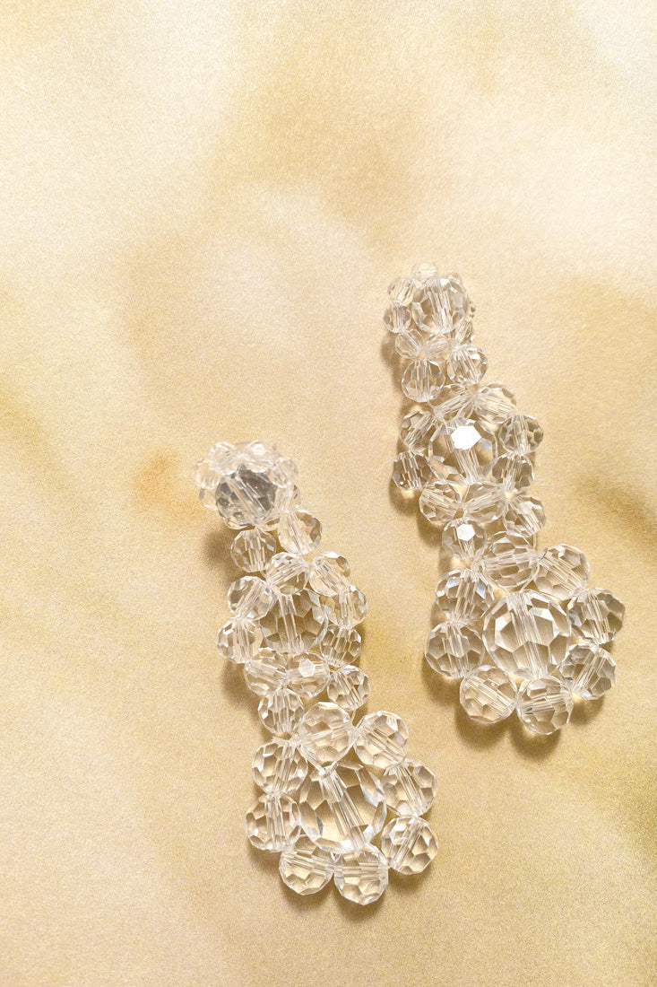 Don't Wait Up Beaded Earrings Clear by Selfie Leslie