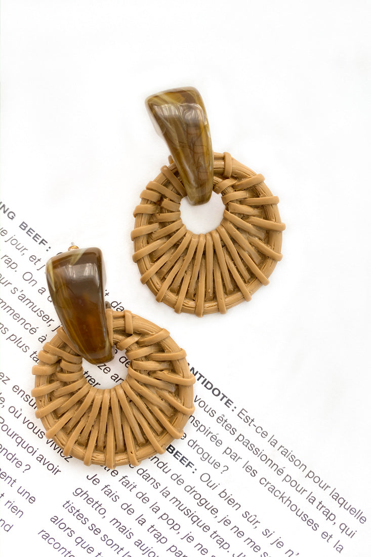 Zulu Faux Straw Earrings Tan by Selfie Leslie