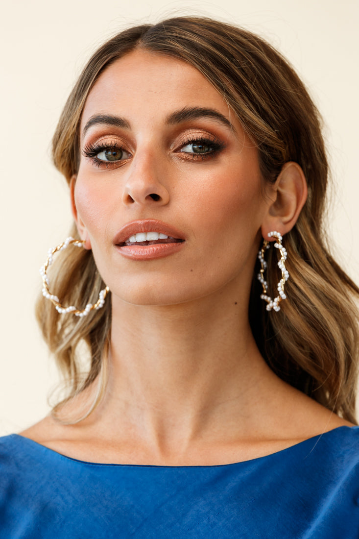 Luxe Life Pearl Hoop Earrings Gold by Selfie Leslie