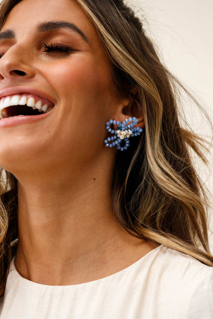 California Wildflower Beaded Earrings Blue by Selfie Leslie