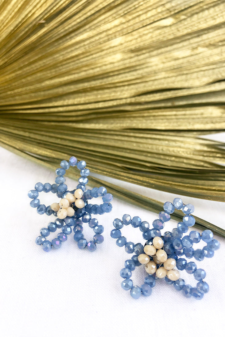 California Wildflower Beaded Earrings Blue by Selfie Leslie