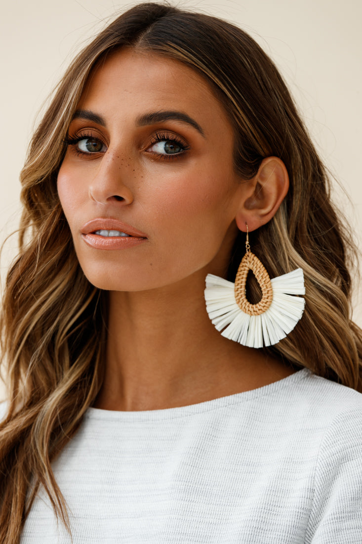 Zanzibar Woven Straw Earrings Natural by Selfie Leslie
