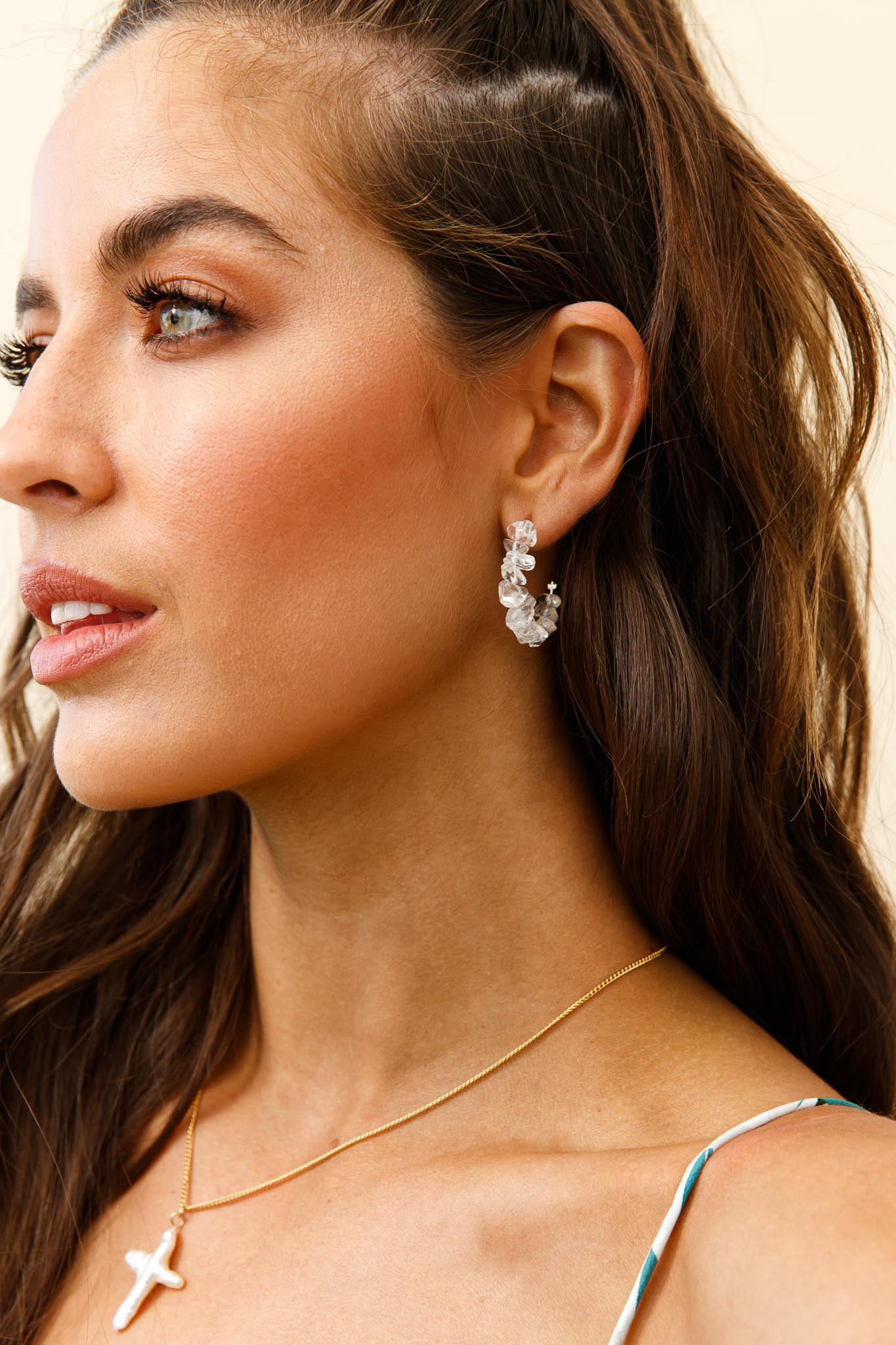 Jasmine Raw Cut Earrings Clear by Selfie Leslie