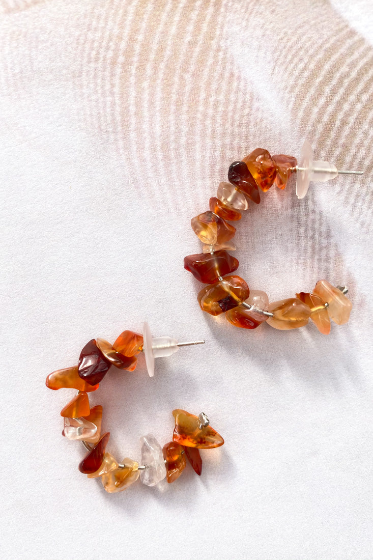 Jasmine Raw Cut Hoop Earrings Tan by Selfie Leslie
