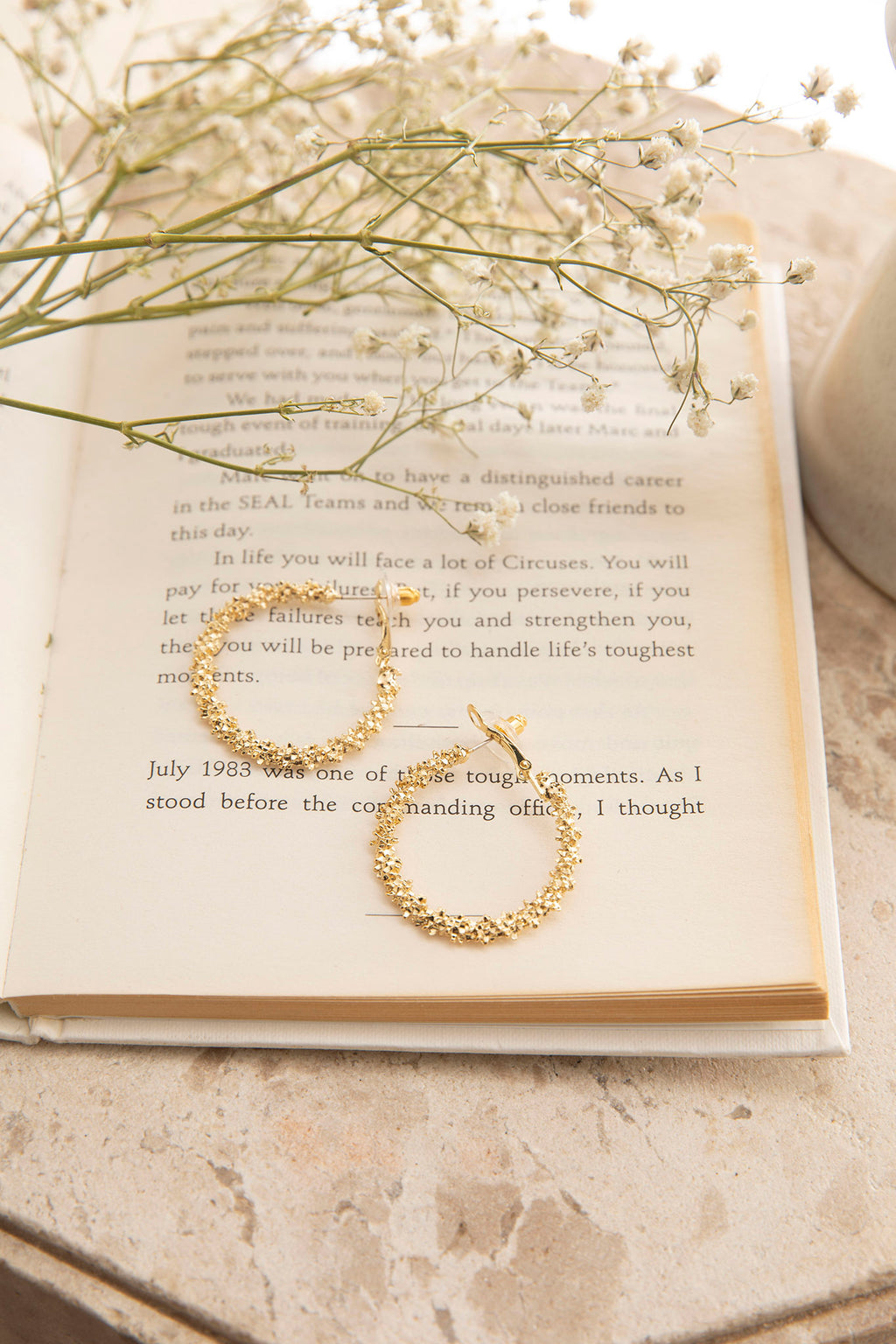 Saturn Textured Hoop Earrings Gold by Selfie Leslie