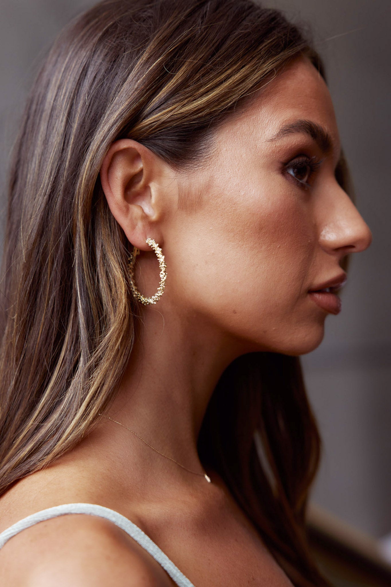 Saturn Textured Hoop Earrings Gold by Selfie Leslie